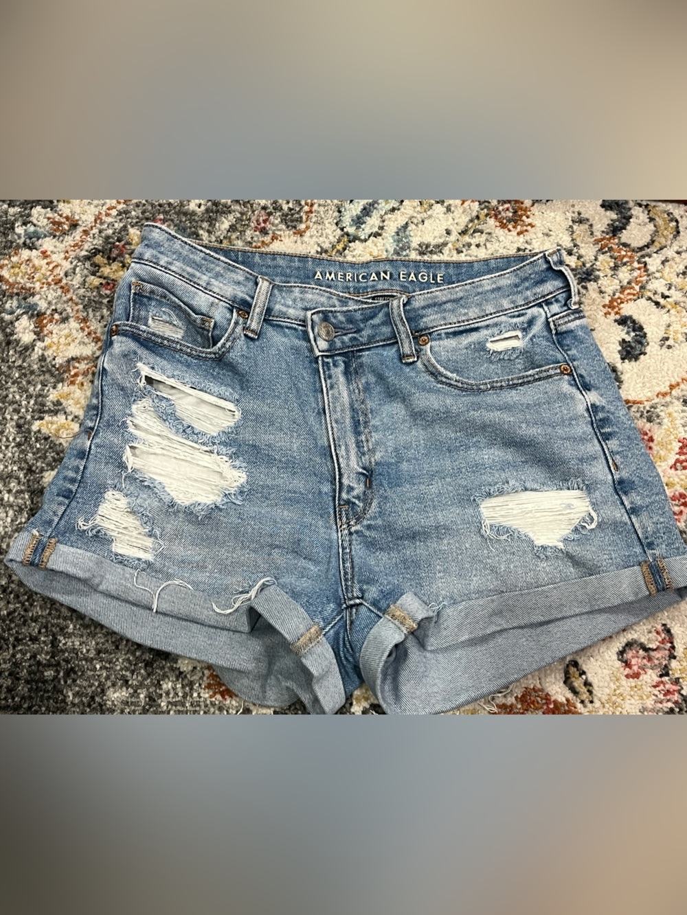 American Eagle Outfitters Distressed Light Blue Denim Shorts